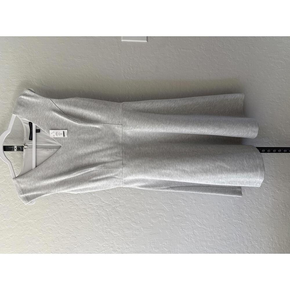 White House Black Market Heather Stone V Neck Ponte Fit & Flare Dress Size 8